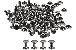 uxcell 100 Sets Leather Rivets, 6x8mm Double Cap Rivets Metal Studs Rivet for Leather Craft Repair DIY Purse Belts Bags Shoes