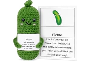 GIFTIARA Funny Pickle Doll, Cute Crochet Cucumber Toy with Positive Card Cheer Up Funny Gag Gifts for Emotional Support Best Friend Birthday Housewarming Women Teacher Fall (Pickle)
