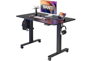 BANTI 40''x24''Height Adjustable Electric Standing Desk, Stand up Table, Sit Stand Home Office Desk with Splice Board, Black Top