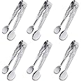 6PCS Mini Serving Tongs, 4Inch Rose Stainless Steel Sugar Cube Tongs, Sliver Small Ice Tongs for Tea and Coffee Party, Appetizers, Desserts by Sunenlyst (6PCS Silver)