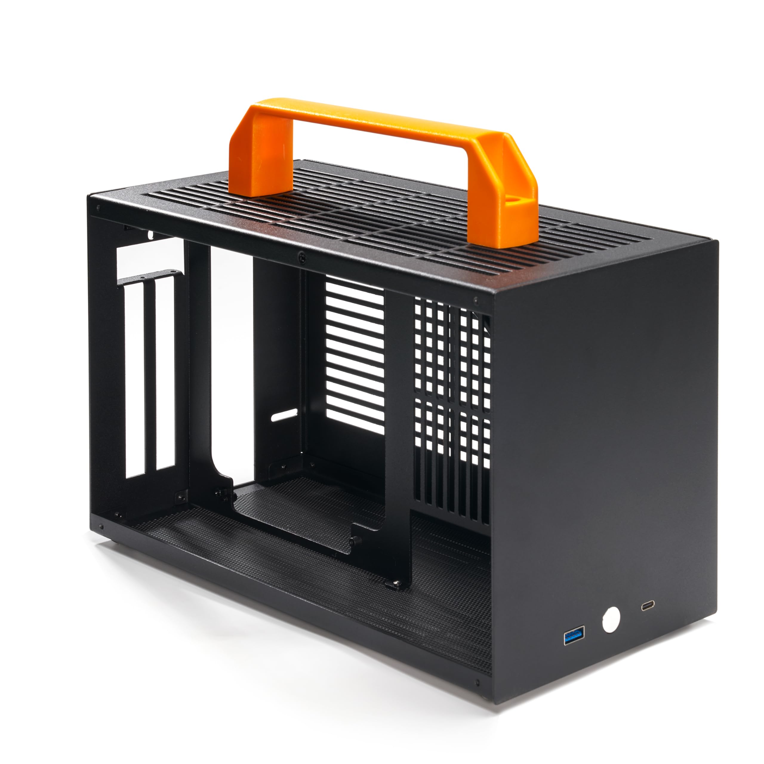 SGPC K49-BL Mini ITX Case - 8.3L Small Form Factor, Supports GPU up to 300mm, CPU Cooler up to 69mm, SFX PSU, USB 3.0 & Type-C Front I/O, Includes Acrylic Side Panel & Carrying Handles
