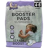 Diaper Booster Pads Overnight – Adhesive Diaper Inserts for Boys & Girls – Overnight Liners for Sizes 4–6 – Stops Leaks, Reduces Rash – Booster Pads Baby (32 ct.)