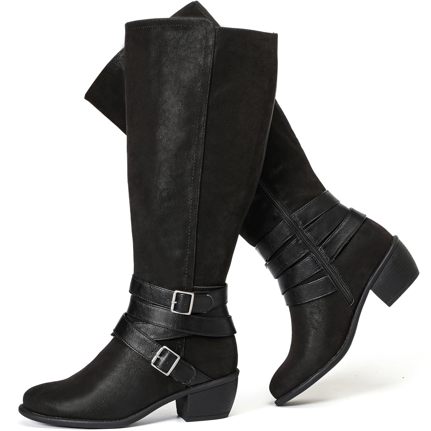 Photo 1 of Luoika Women's Extra Wide Calf Knee High Boots, Wide Width Winter Tall Boots.Black,210401,8XW
