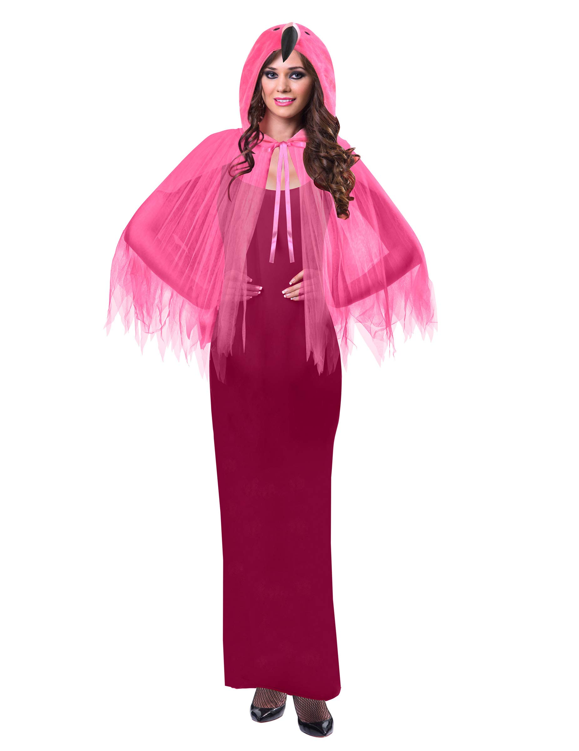 Pink Flamingo Cape with Flamingo Head Hoodie for Adults - One Size Fits All - 1 PC