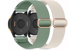 Kollody 2 Pack Stretchy Nylon Watch Bands Compatible with Garmin Venu/Venu Sq,20mm Loop Soft Elastic Straps for Garmin Vivoactive 3/5,Venu 2 Plus/sq 2,Forerunner 165/645/55/245 Music Women Men