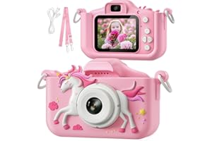 HOMETALL Upgrade Kids Camera Toys, Best Christmas Birthday Festival Gift for Girls Age 3-12, 1080P HD Selfie Digital Video Toddler Camera with 32GB SD Card, Cute Portable Little Girls Gifts Toys