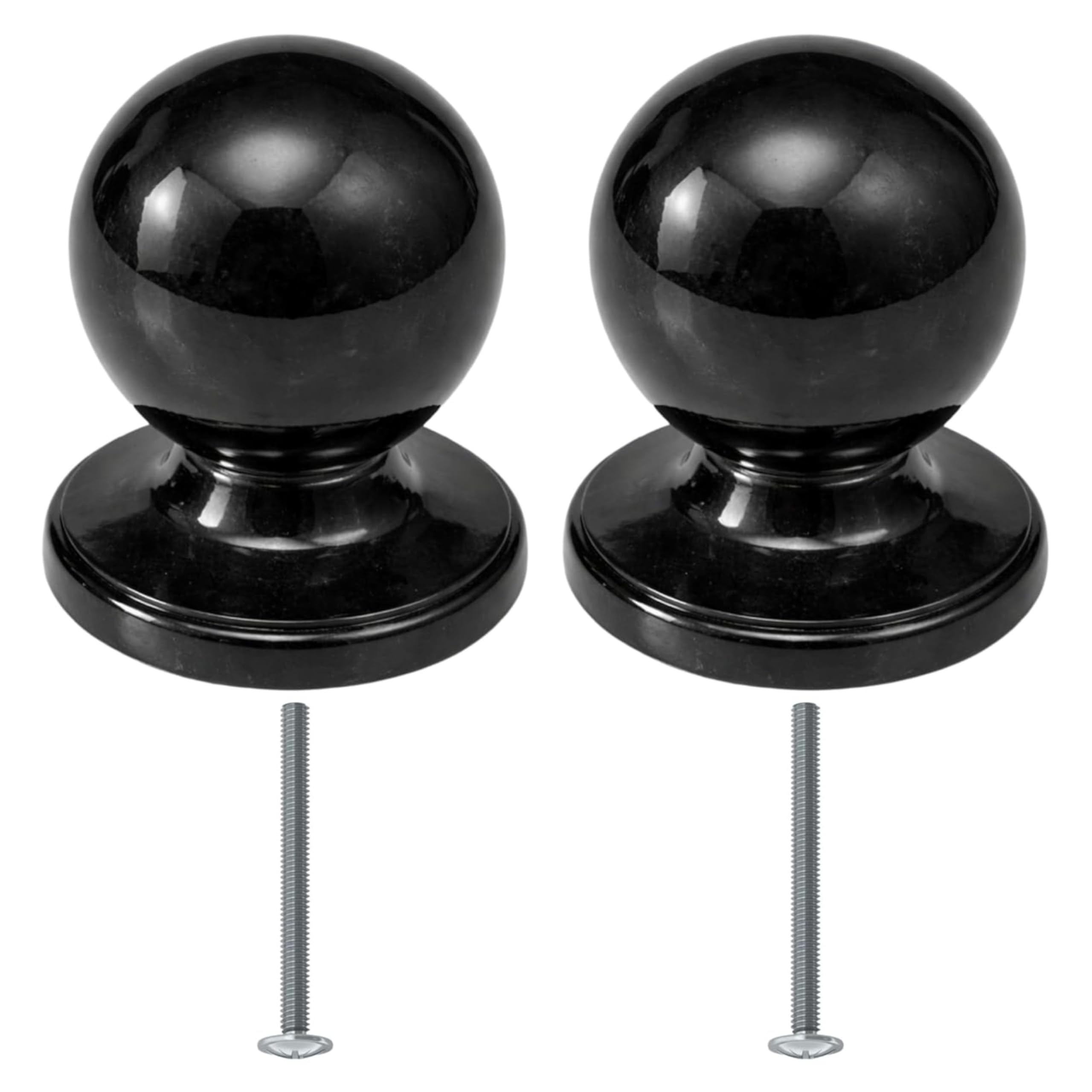 bricoleva.it Pair of Round Furniture Knobs for Cabinets, Cupboards, Drawers, Bedside Doors, Round Furniture Knobs, Small Black Zamak Knob