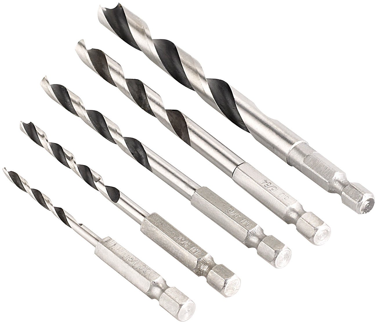 AGT NX-5448 Wood Set for Cordless Screwdriver, 3-8 mm, 5 Pieces (Bit Holder Drill), Silver