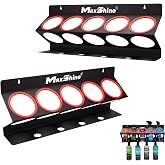 Maxshine Universal Detailing Spray Bottle Holder 2-Pack &ndash; Wall-Mounted Metal Organizer Holds 5 x 32oz Bottles with 4 Hanging Slots &ndash; Garage, Shop &amp; Mobile Car Detailing Storage Rack (Brand Logo)