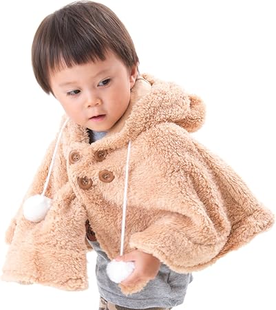 Amazon Co Jp Smileまーけっと くま 着ぐるみ もこもこケープ 子供 子供服 キッズ 防寒着 ボア モコモコ ギフト ベージュ 100 1cm おもちゃ