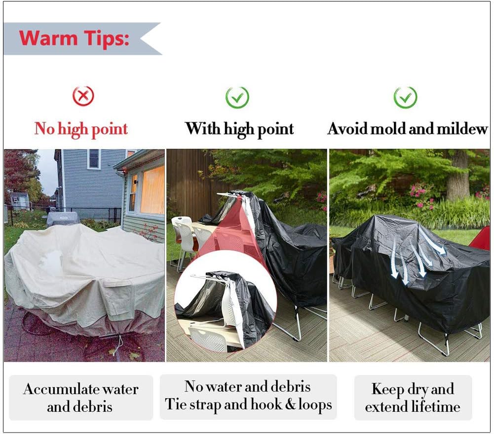 Oslimea Patio Furniture Cover Super Large Outdoor Sectional Furniture Set Cover, Table Chair Sofa Covers, Waterproof Dust Proof Anti UV/Wind Protective Cover (124"x63"x29"Furniture Set Cover): Furniture & Decor