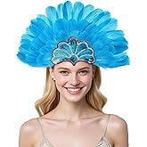 MAOFENG Women's Carnival Feather Headpieces Sequin Headdress for Wedding Masquerade Party Cosplay Feather Headbands