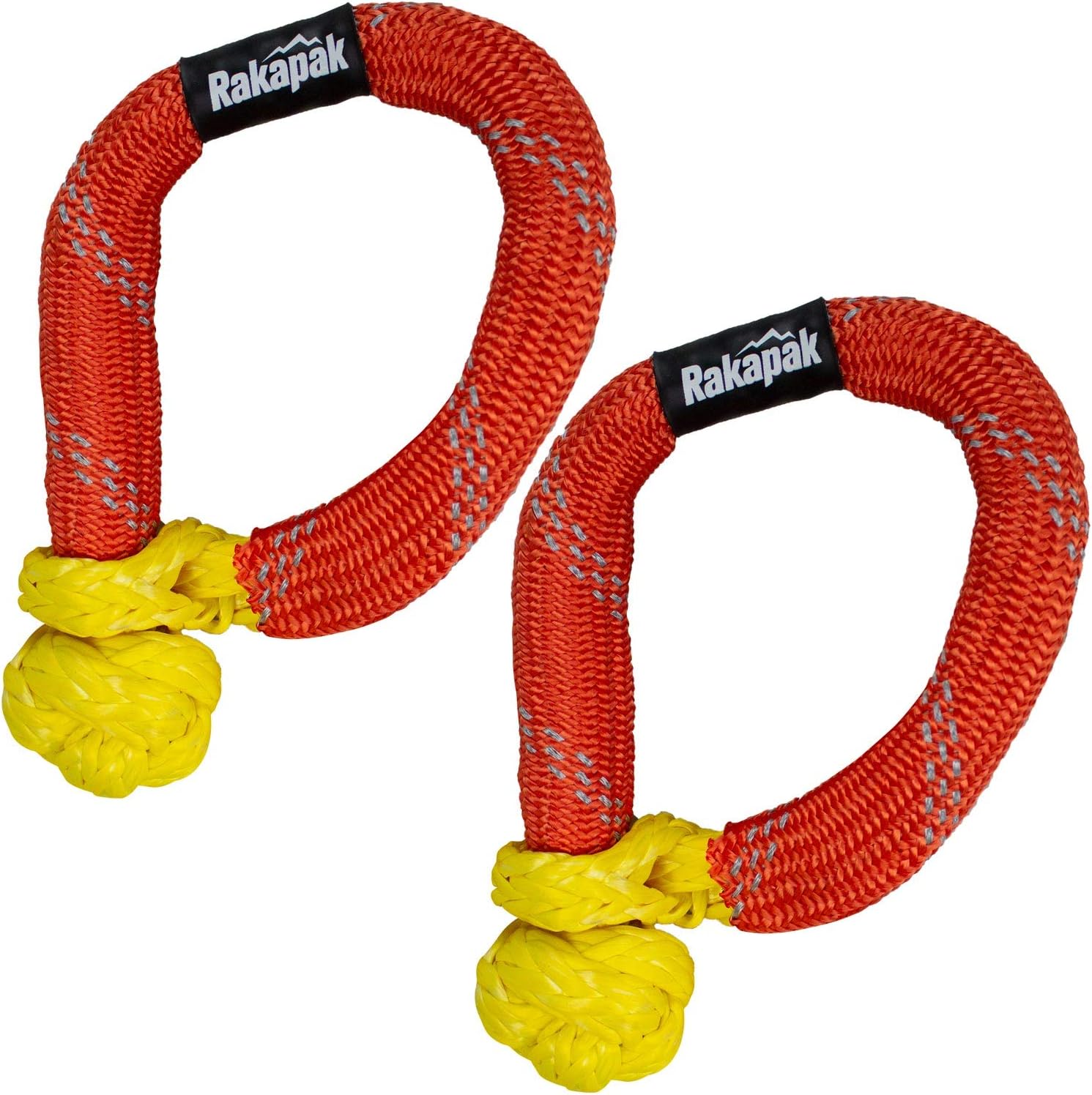Rakapak 2-Pack Soft Synthetic Shackle - Soft Rope Shackle / 31,000 lbs Breaking Strength with Reflective Abrasion Sleeve for Winching (UHMWPE)