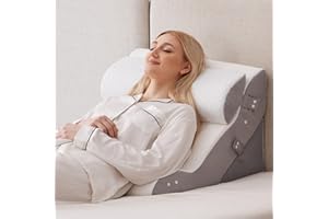 Ruqmuis 3PCS Wedge Pillow Set for After Surgery, 10-in-1 Adjustable Wedge Pillow for Acid Reflux Relief, Bed Wedge Pillows for Sleeping, Snoring & Back Pain Relief, Sit up Pillow for Bed, White