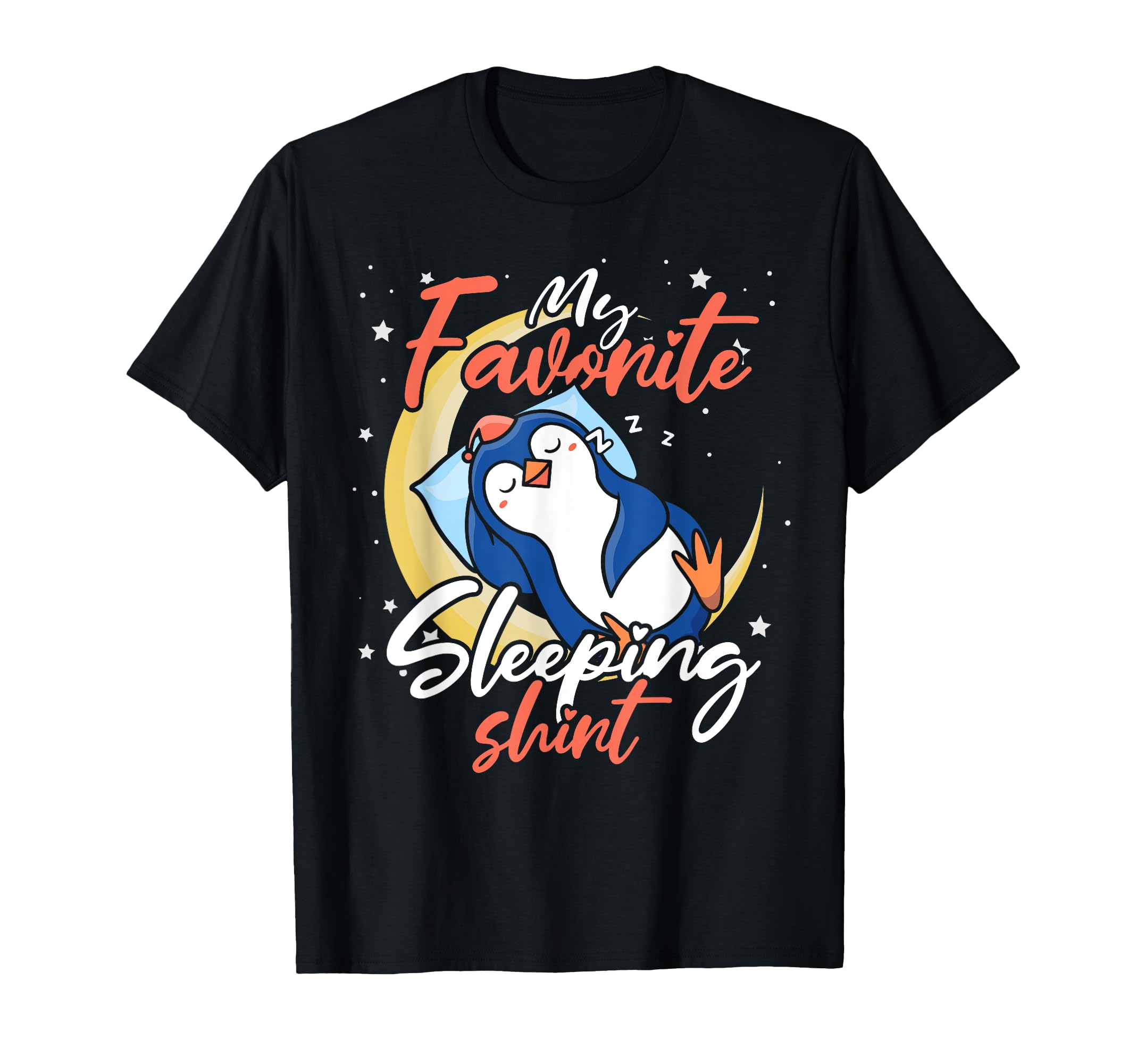 Antarctica Animal Napping Moon Sleepy Nap Sleeping Penguin T-Shirt