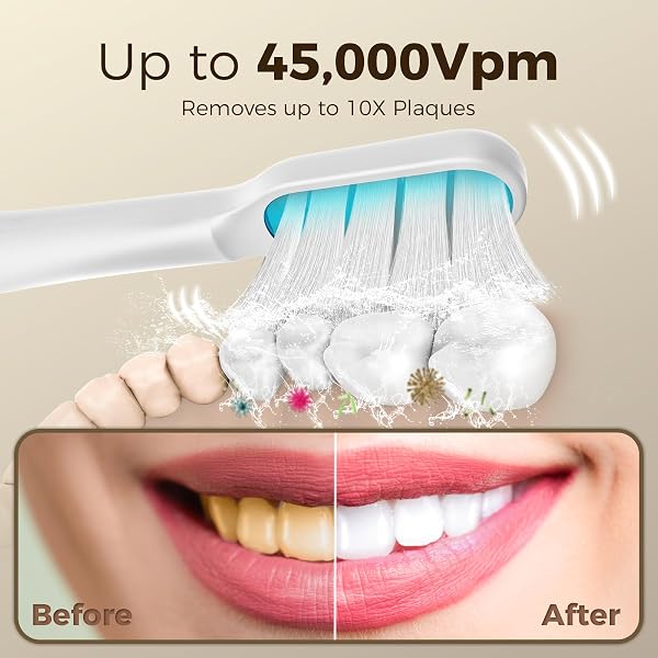 ARPHA ELECTRIC TOOTHBRUSH FOR ADULTS, ULTRASONIC, BATTERY POWERED, WHITE, 3 MODES, DEEP CLEAN, WIRELESS CHARGING, IPX7 WATERPROOF, 1 CHARGE FOR 60 DAYS