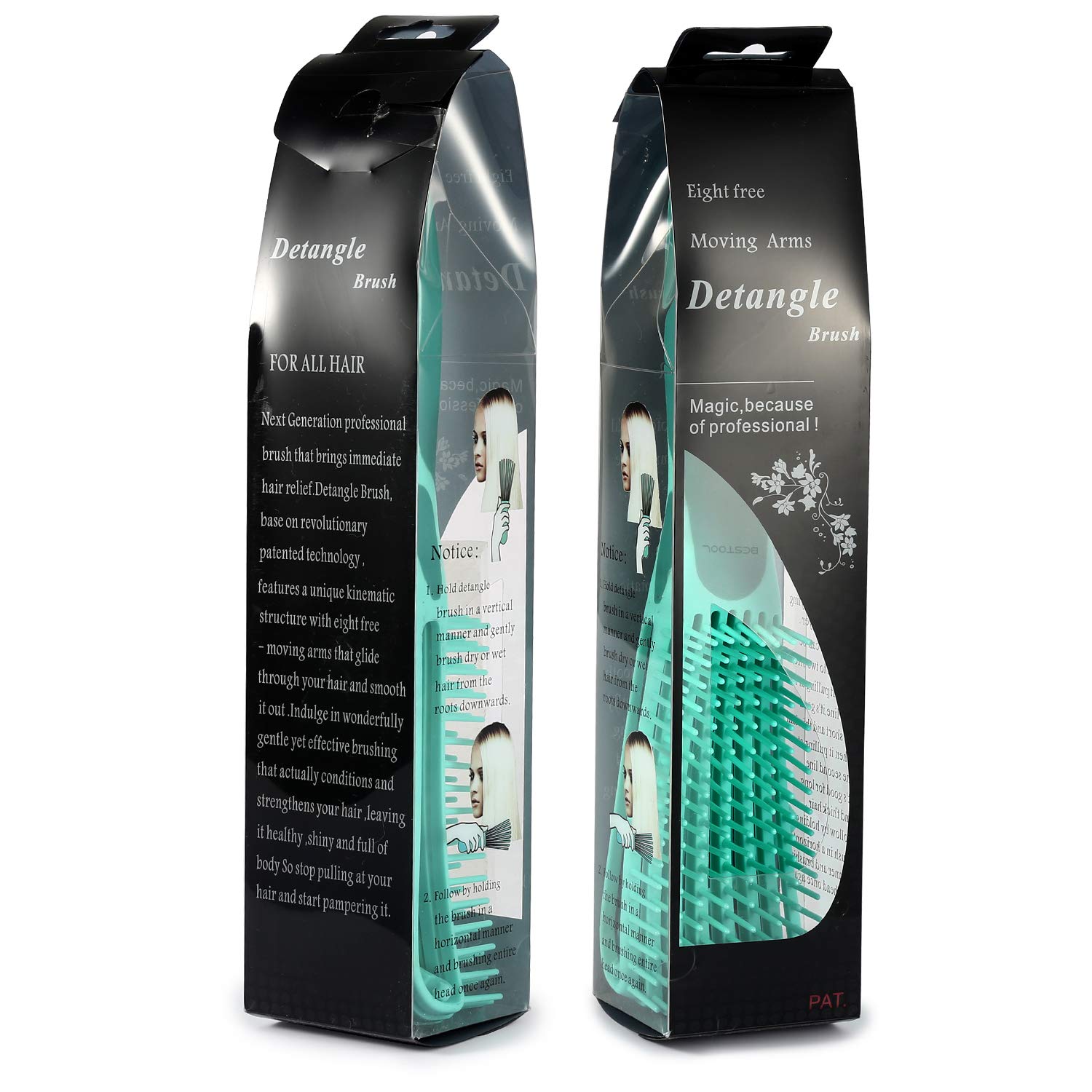 BESTOOL Detangling Brush for Black Natural Hair, Detangler Brush for Natural Black Hair Curly Hair Afro 3/4abc Texture, Faster n Easier Detangle Wet or Dry Hair with No Pain (Green): Beauty