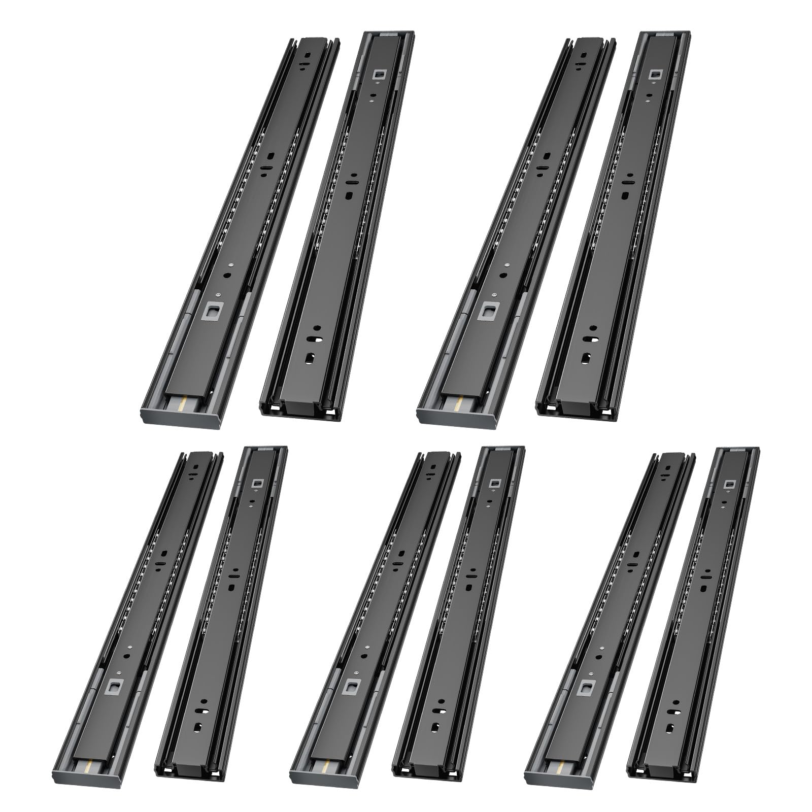 AOLISHENG 5 Pairs Soft Close Drawer Runners Drawer Slides 350mm Heavy Duty 45kg Load Capacity Draw Sliders Full Extension Ball Bearing Kitchen Cabinet Replacement Black Draw Runners Side Mount