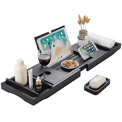 Buy Hblife Bathtub Caddy Tray Durable Non Slip One Or Two Person Bath And Bed Tray Extending Sides Fits Any Tub Cellphone Ipad And Wineglass Holder Free Soap Holder Black Online In