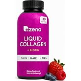 Zena Nutrition Liquid Collagen for Women, Healthier Skin, Hair &amp; Nail, Verisol Collagen Liquid, Biotin and Collagen Peptides Supplements for Women - 10oz
