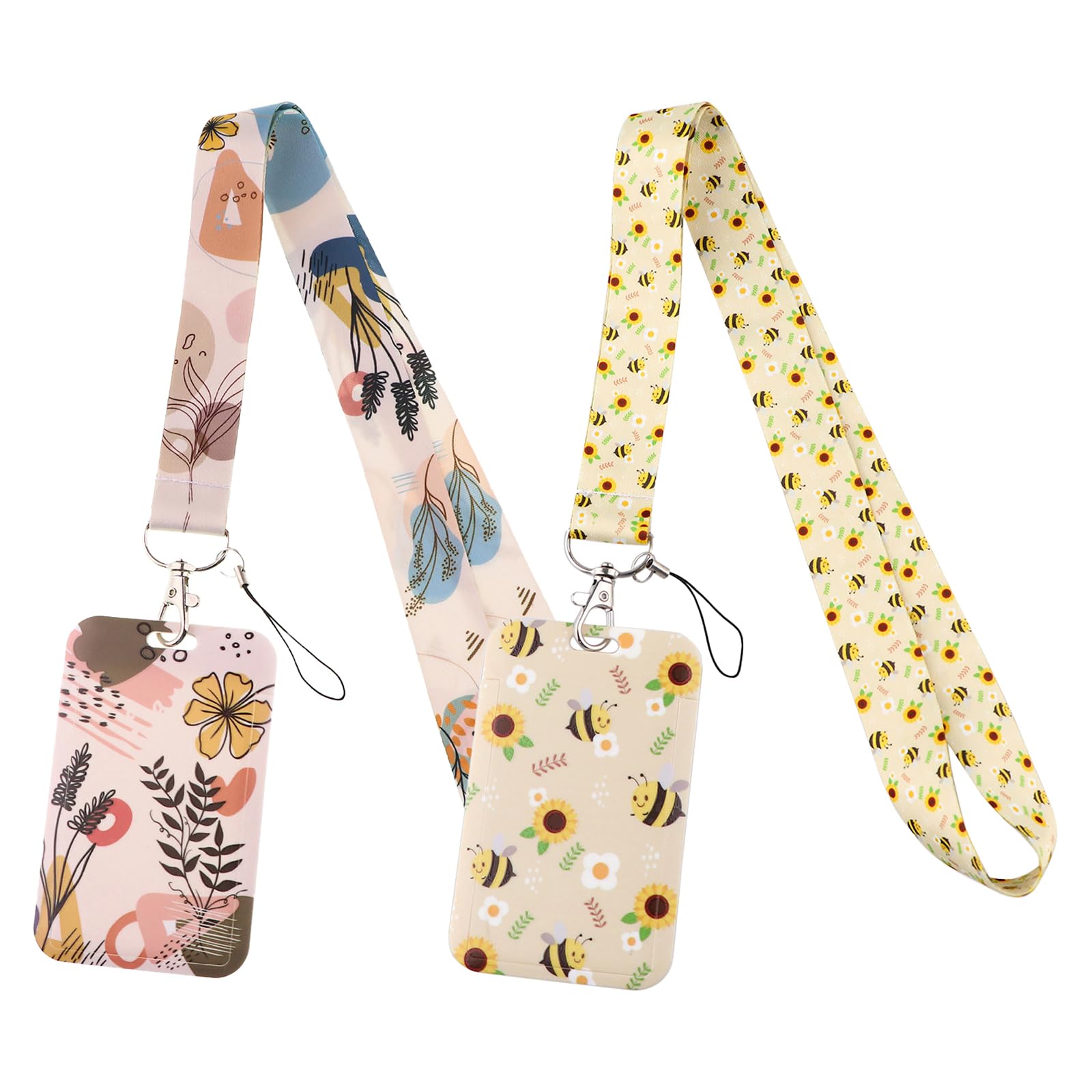 Lanyard with Card Holder ID Keys,Adjustable Retractable Lanyards ID Badge Holder,Bee Neck Strap Lanyard for Keys for Women Kid Nurses Doctor Students