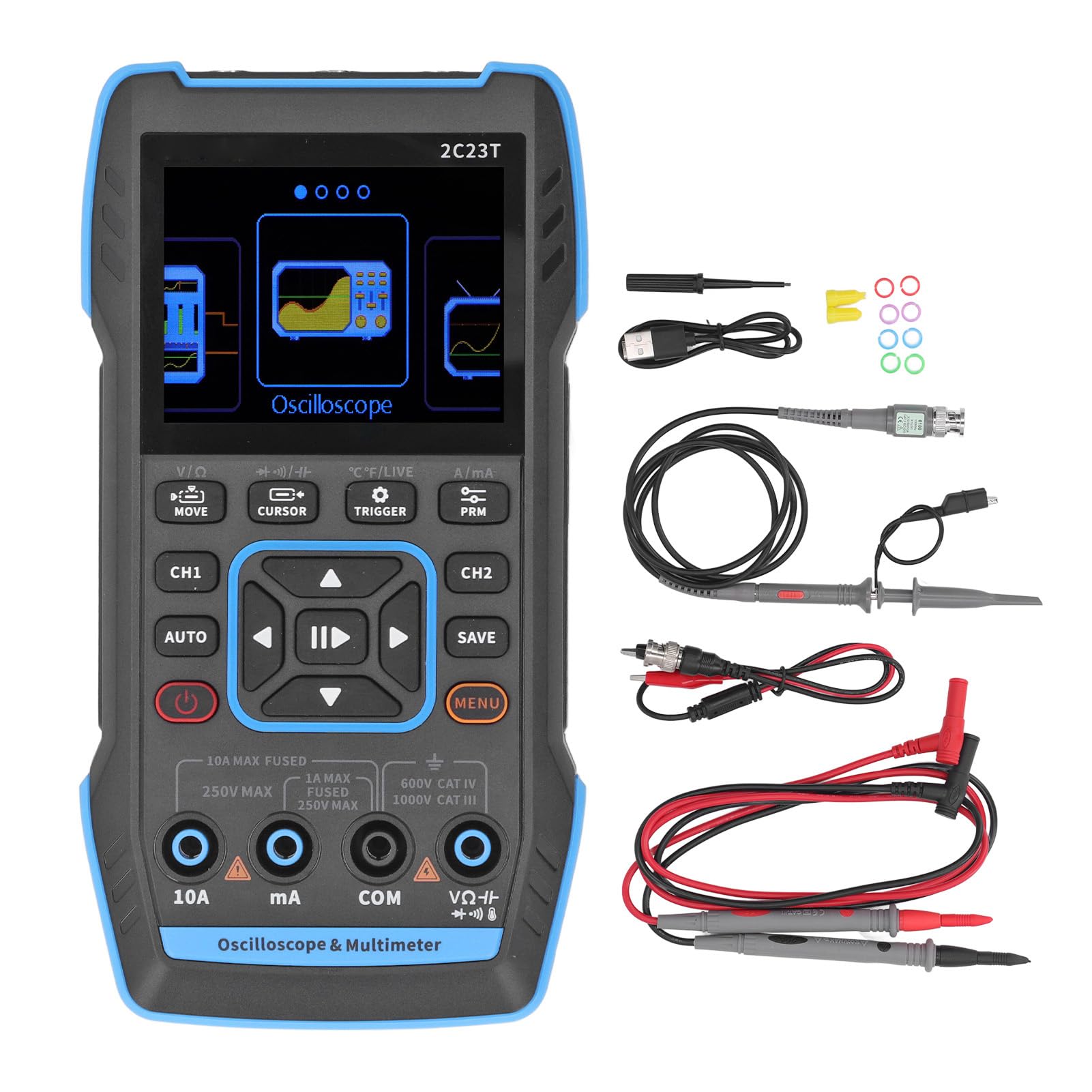 Handheld Oscilloscope Multimeter 3 In1 2 Channel 2.8 Inch HD LCD Display Digital Kit DC AC Voltage Current Test