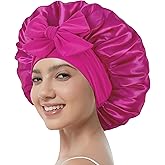 Satin Bonnet with Tie Band,Silk Hair Bonnet for Sleeping Women,Bonnets for Women,Double Layer Sleep Cap for Braids Curly Hair