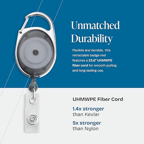 thumbnail image 2 of ID Badge Holders With Clip And Keyring - Vertical Clear Plastic 2.52" X 3.58" Sleeves Fit Up To 2 of 12