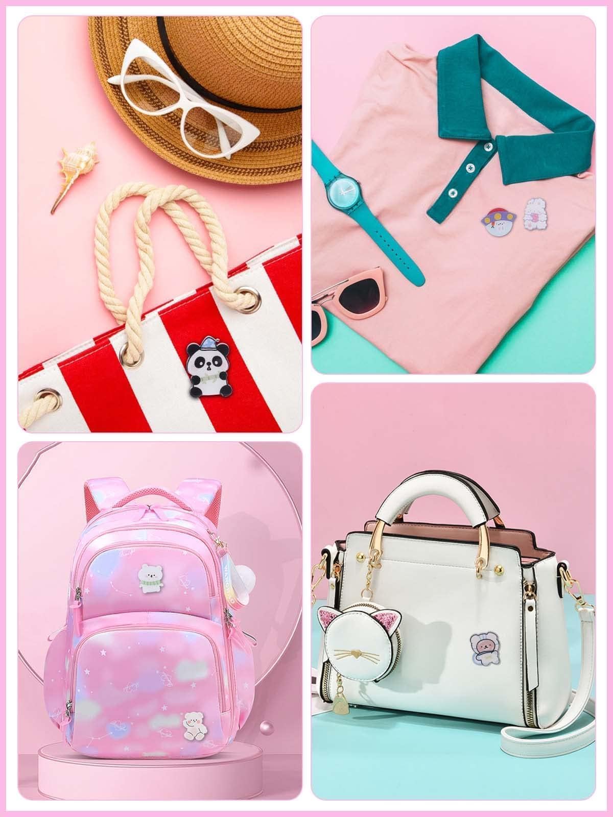 65PCS Acrylic Brooch Pins, Lorvain Cute Aesthetic Badges Pin Kawaii Backpack Pins Sheep Rabbit Dog Bear Girl Cartoon Brooch Pin for Backpacks Bags Jackets Hoodies Hats