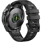 NotoCity Sport Band Compatible with Fenix 6 Band,22mm Quickfit Silicone Watch Band for Fenix 7/Fenix 5/Fenix 6 Pro/Fenix 7 Pro/Fenix 8 Fenix E 47mm/Fenix 5 Plus/Forerunner 945(Black/Dark gray)