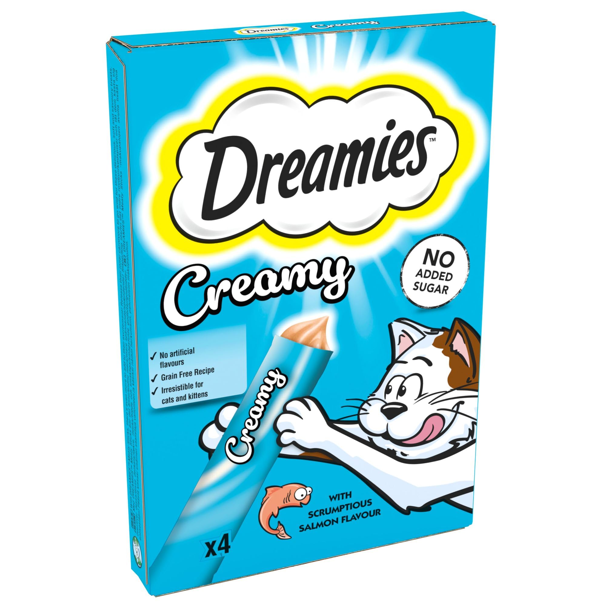 DREAMIES - Creamy Cat Treats - 11 x 40 g - Salmon - Multipack Snacks - 11 Packs
