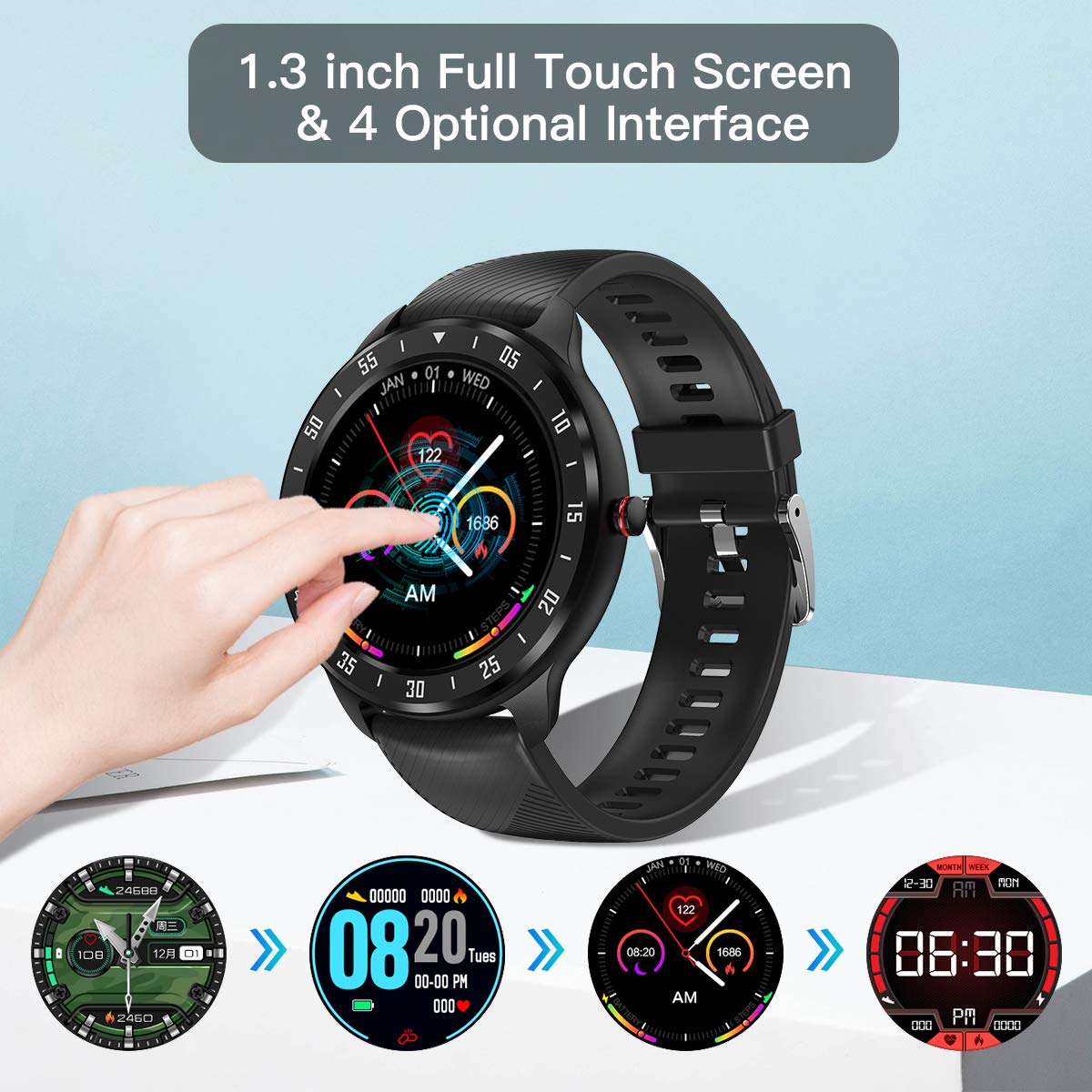 CanMixs Smart Watch Fitness Tracker, Full Touch Screen Sports Watch, CM13  Smartwatch Activity Tracker with Heart Rate Sleep Monitor SMS Call  Notification, IP67 Waterproof Pedometer Watch for Men Women - Buy Online -
