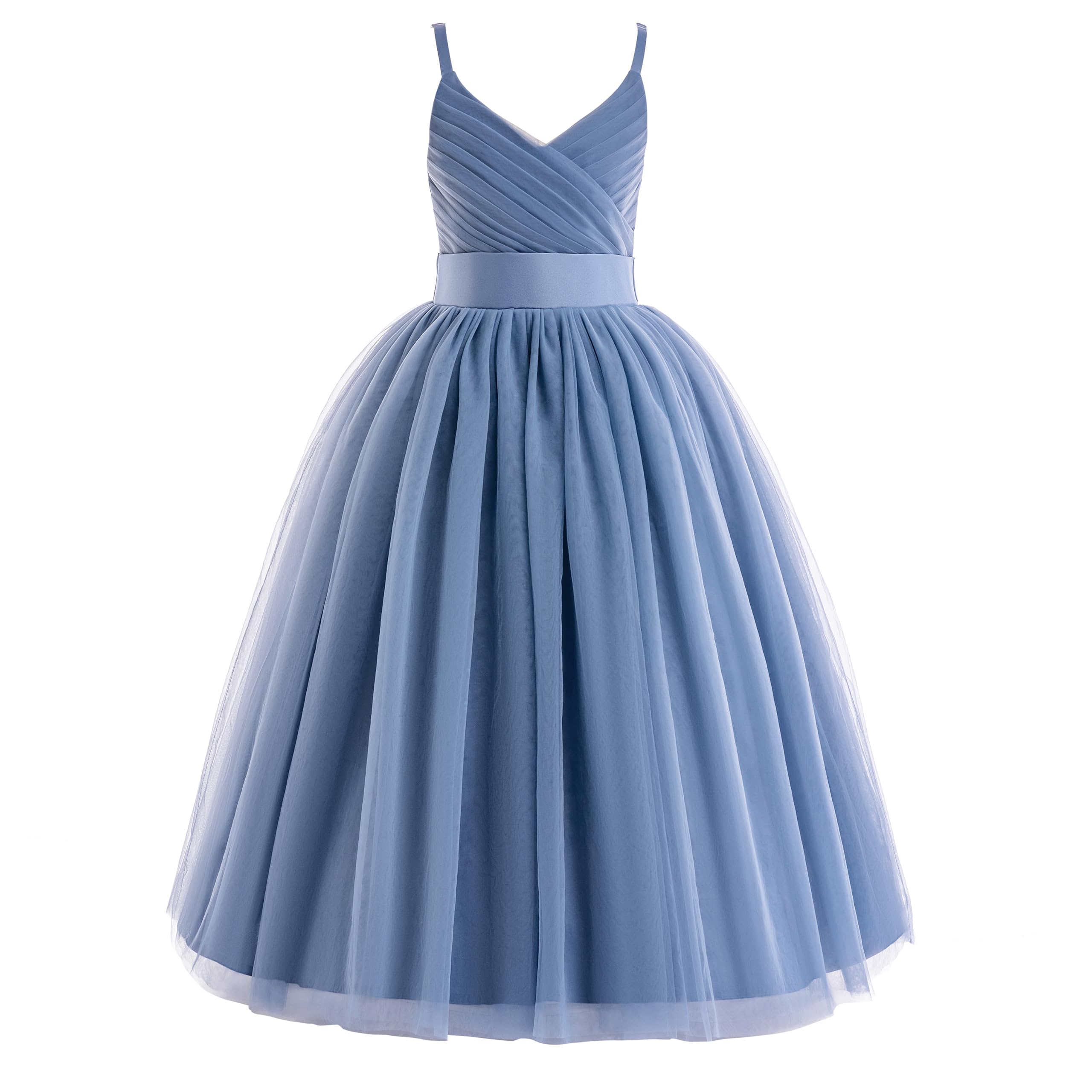 Glamulice Flower Girl Dress – Sparkle Tulle Princess Gown With Lace & Embroidery (Navy & Pink) - View #11