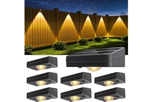 NIORSUN Solar Fence Lights Outdoor Waterproof,Warm & Cool White RGB，8 Pack LED Spot Lens Deck Lights 9 Mode，Solar Powered Wall Lighting Decor for Outside Patio Step Backyard Railing Pool Black