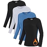 HeliosCloak 4 Pack Women's Thermal Long Sleeve Shirts Double-Sided Fleece Lined Base Layer Winter Basic Underwear Tops