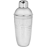 Home Basics Cocktail, Solid Martini/Drink Shaker Built-in Strainer for Party/Entertaining, No Leak, Professional Bartender Kit, Bar Tool, Hammered Stainless Steel