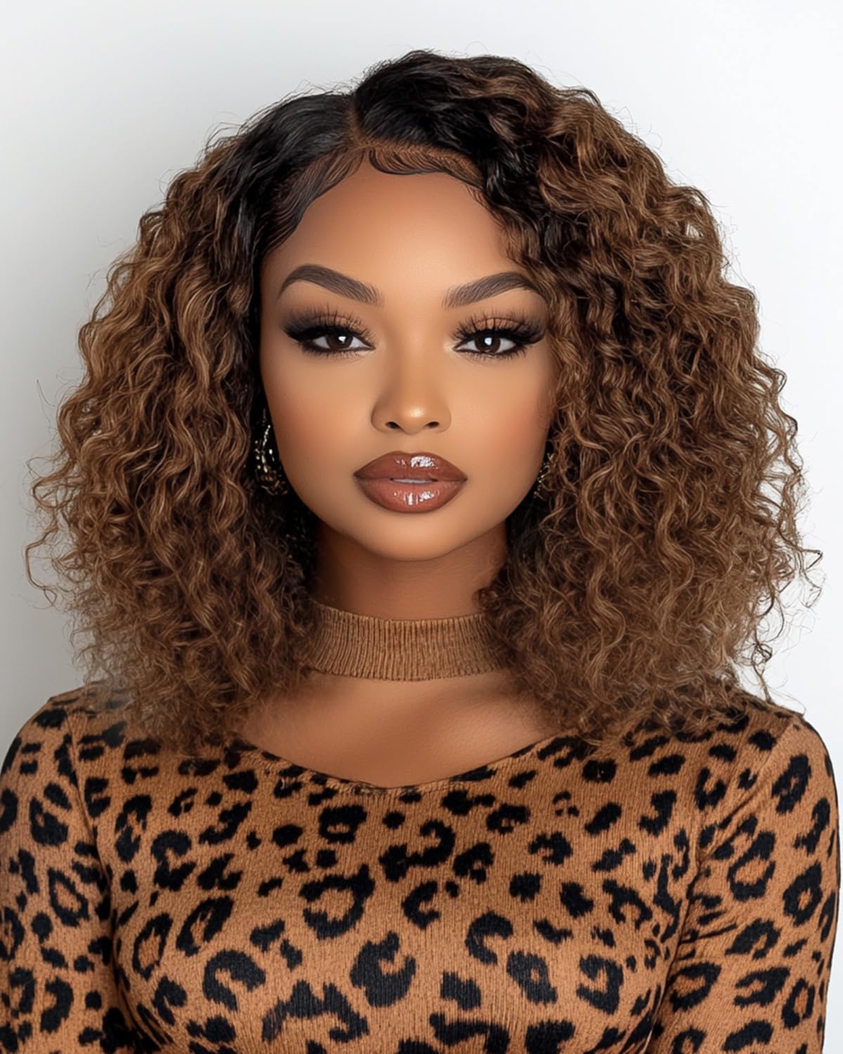 FASHION IDOL Short Curly Bob Human Hair Wig Precut Preplucked Glueless Wear and Go C-Type Part Lace Wig 200% Density Upgraded Invisible Secret Glueless Human Hair Ready to Wear Wigs