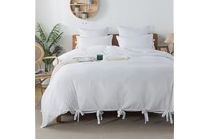 Caressma Bowknot Bow Ties White Queen Duvet Cover Set, Soft Microfiber Bedding Comforter Cover Cute Butterfly, 3 Pieces Duvet Cover with Pillowcase