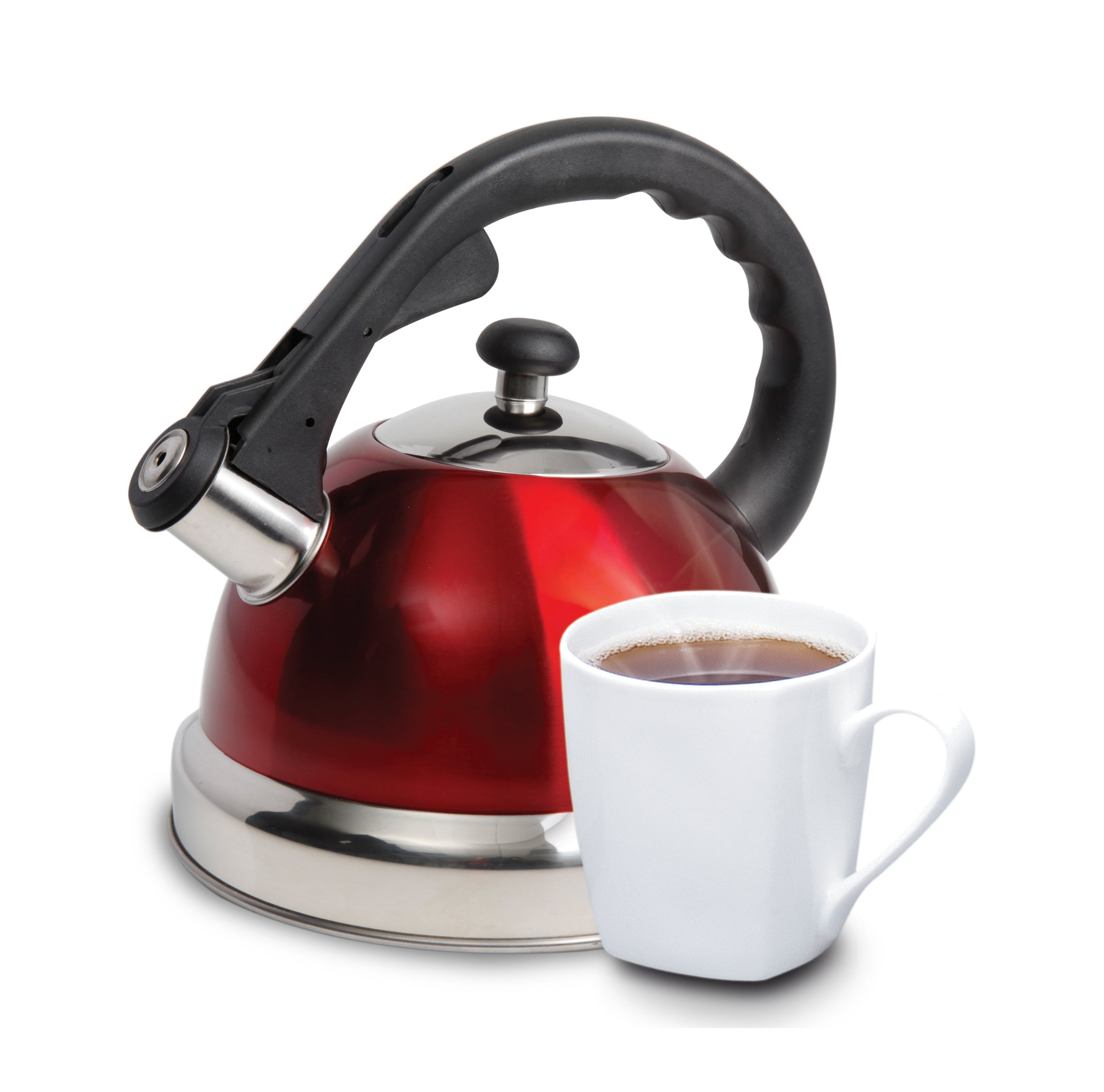 Mr Coffee Claredale Whistling Tea Kettle, 2.2 Quarts, Red