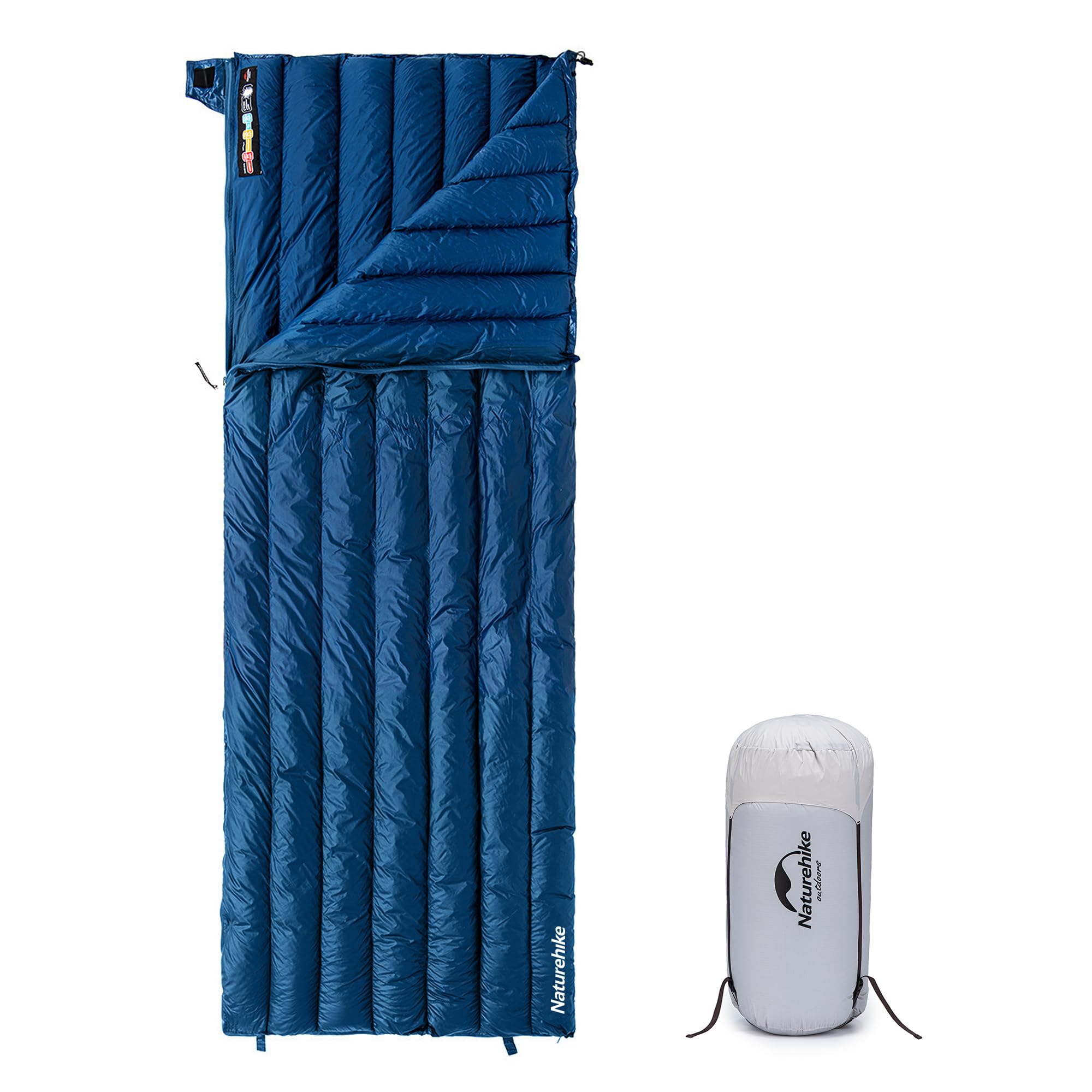 Naturehike Ultralight Down Sleeping Bag, 650 FP, 3 Seasons, Blue, 190*72cm, 565g, Adult, Rectangular, Camping, Hiking