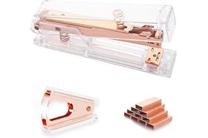 GROLENT Rose Gold Acrylic Stapler, Desktop Stapler, 25 Sheet Capacity, Includes 1000 Staples and Staple Remover