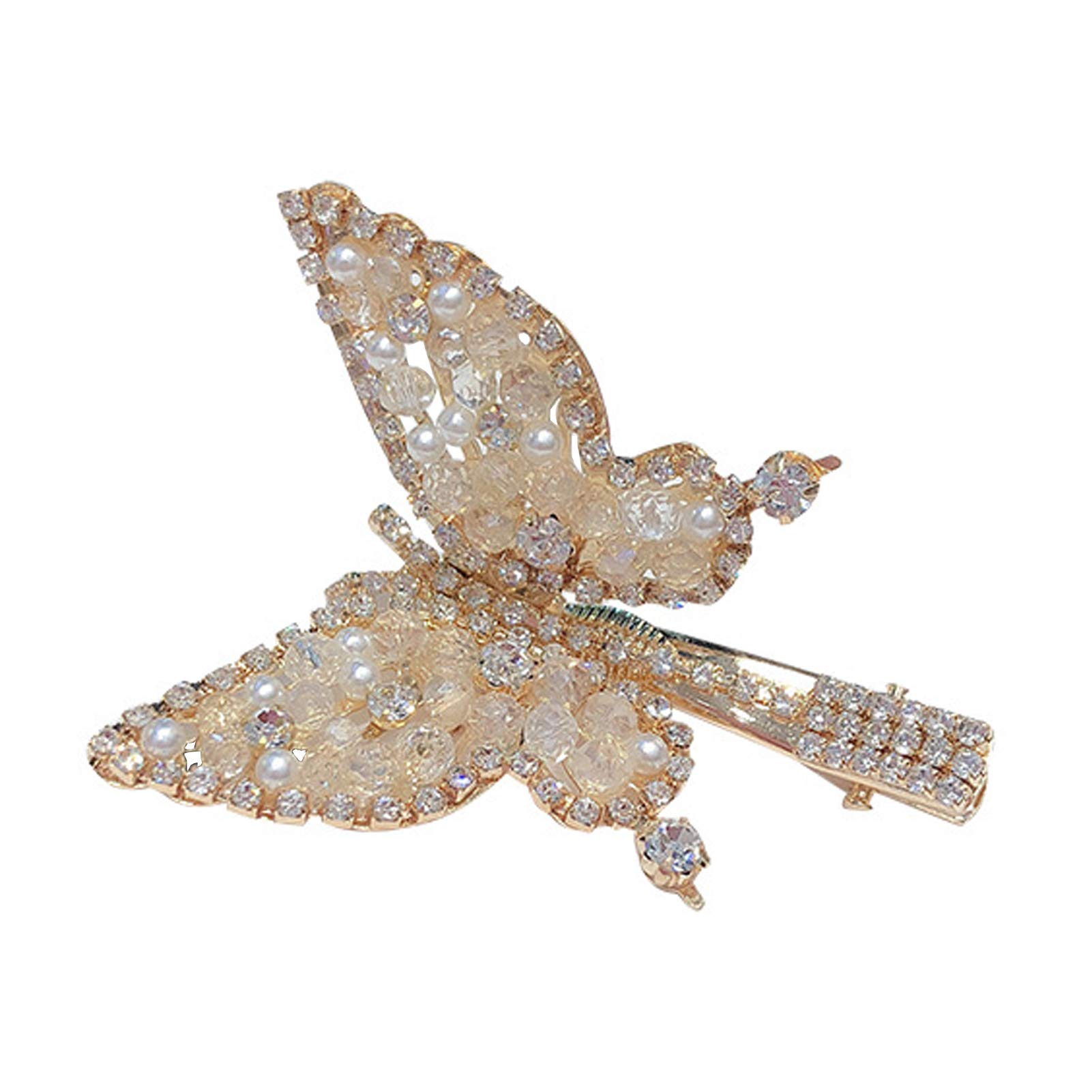 Cute Glitter Pearl Butterfly Hair Bow Clips Non-slip Sweet Nostalgic Barrette Fashion for Women Girls