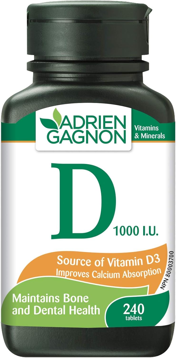 Adrien Gagnon Vitamin D, for Bones and Teeth Support, 1000 I.U, 240