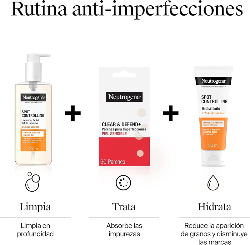 Spot Controlling Limpiador Facial 2% Ácido Salicílico (200 ml), jabón facial para pieles propensas al acné, gel limpiador suave de uso diario