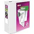 Avery(R) Durable View 3 Ring Binder, 5 Inch EZD Rings, 1 White Binder (09901)
