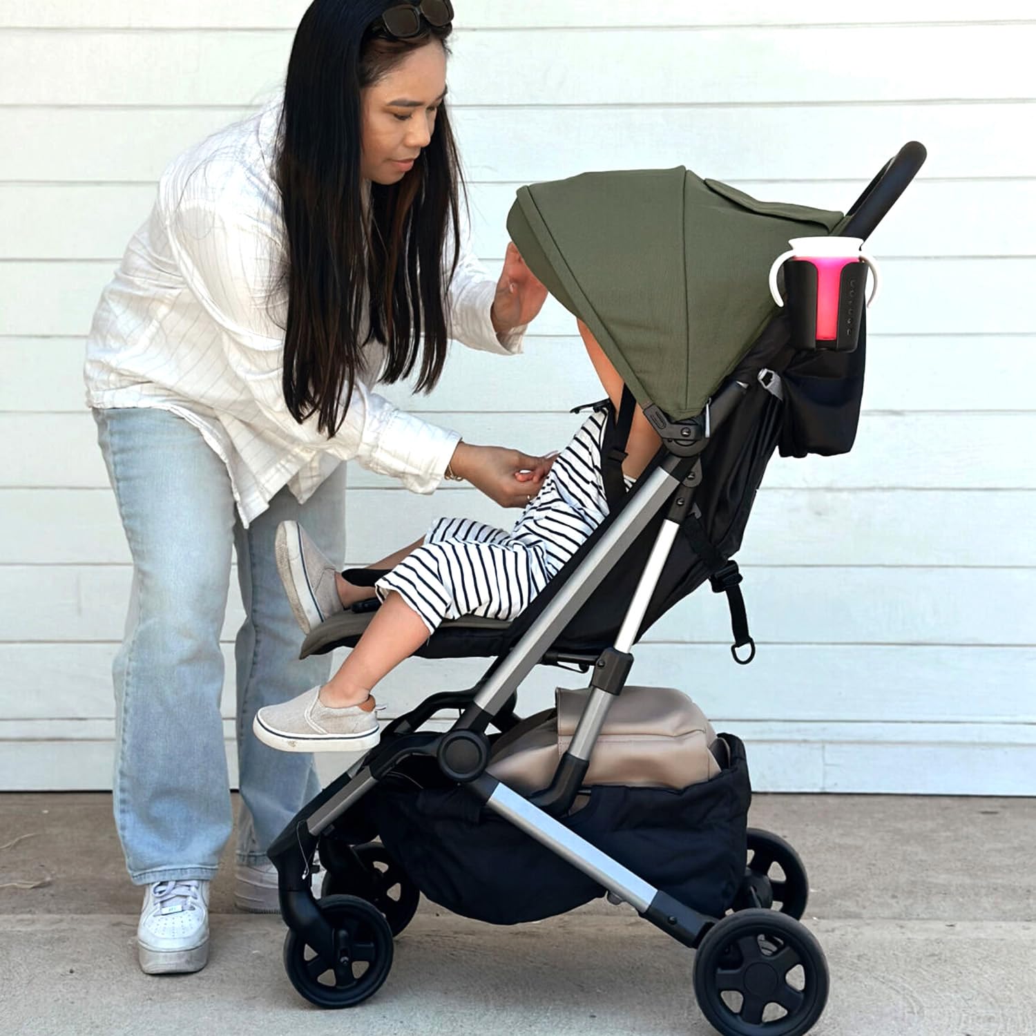 Colugo Compact Stroller - One Hand Fold Lightweight, Travel, Toddler, Airplane, Foldable Stroller with Rain Cover, Backpack and Cup Holder (Olive)