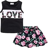 Mud Kingdom Girls Skirt Set Sleeveless Cute Floral Summer Casual