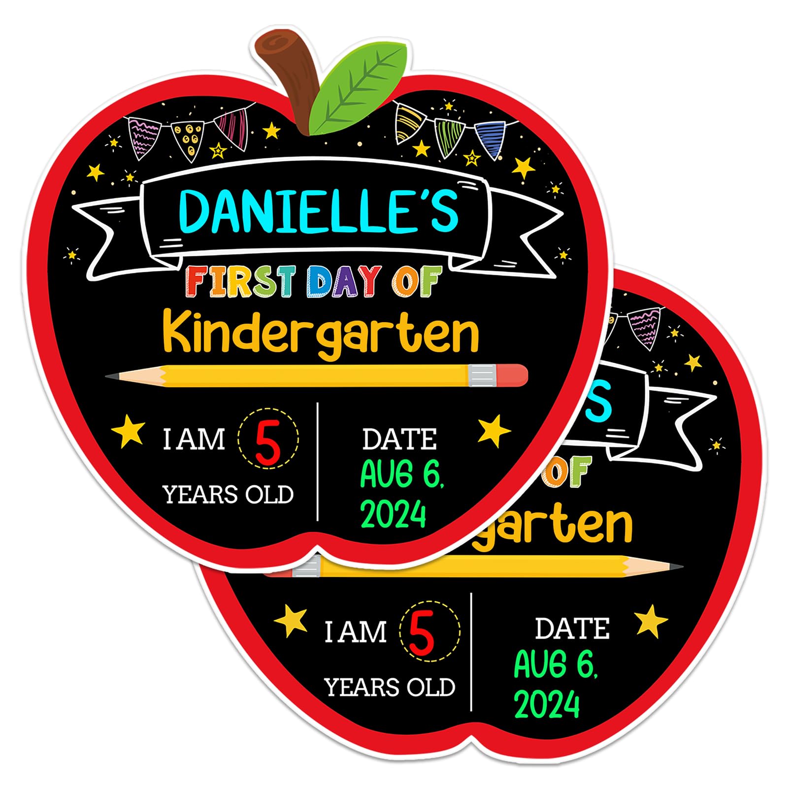 Photo 1 of JUESMOS First Day & Last Day of School Chalkboard Signs, 9.5"x10.3" Double Sided Back to School Board for Kids Boys Girls 1st Day of Kindergarten Preschool 1st Grade Photo Props Supplies