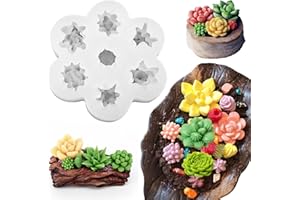ZQYSING 7 Cavity Succulent Candle Mold for Candle Making, 3D Succulents Silicone Molds for Scented Candle Soaps Making, Wax, Resin Casting, Dessert Mousse Cake Decoration