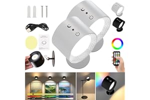 LINNAVARV Glowright Lights, 2025 New Picture Lights for Wall Battery Operated, 3 Lighting Modes & 7 Colors Wireless Glowright Lights Smart Lights with Remote Control Timer, Easy to Install (White, 2Pcs)